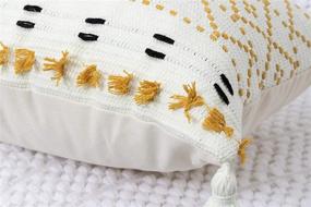 img 1 attached to 🌼 PANOD 12x20 inch Yellow Boho Throw Pillow Covers: Hand-Woven Tufted Decorative Tassel Hug Lumbar Pillowcase for Couch Sofa, Bedroom, Living Room Farmhouse – Natural Cotton