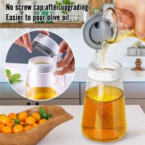 img 1 attached to 🍶 Convenient Oil Dispenser Bottle (22oz) - Auto Flip Glass Olive Oil Non-Drip Spout, Non-Slip Handle, Leakproof Kitchen Oil and Vinegar Dispenser with 2-pcs Traceless Hook