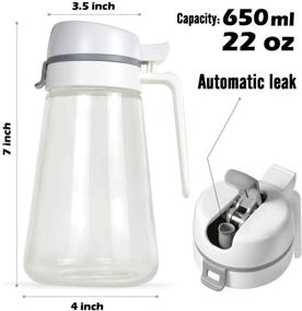 img 3 attached to 🍶 Convenient Oil Dispenser Bottle (22oz) - Auto Flip Glass Olive Oil Non-Drip Spout, Non-Slip Handle, Leakproof Kitchen Oil and Vinegar Dispenser with 2-pcs Traceless Hook