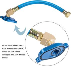 img 2 attached to 🔧 Engine Oil Cooler Flush Kit for 2003-2010 Ford Diesel with Blue Aluminum Flush Adapter - 6.0L Powerstroke
