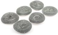 6-pack large stainless steel sponge set: metal sponge, scrubber, scouring pad for effective cleaning logo