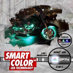 img 2 attached to 🚦 OPT7 Aura Pro Motorcycle LED Light Kit - Smart Brake, RGB Multi-Color Bike Underglow Neon Light with Bluetooth APP Control - Cruisers Motorcycle Under Glow Strips Switch, 10pc, IP67 Waterproof 12V - Compatible with iOS and Android