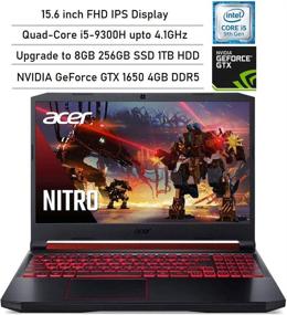 img 3 attached to 🎮 Acer Nitro 5 Gaming Laptop: 9th Gen Intel Core, NVIDIA GTX 1650, Full HD IPS Display, 8GB DDR4, 256GB SSD + 1TB HDD, Wi-Fi 6, Backlit Keyboard, Win10