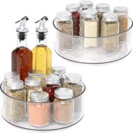 🔄 efficient 2 pack lazy susan - clear round plastic rotating turntable for organized cabinet, pantry, and fridge storage - perfect kitchen and vanity spinning organizer for spices and condiments логотип