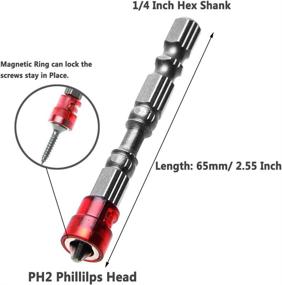 img 2 attached to 🔩 Yakamoz Magnetic Collar Design 1/4 Inch Hex Shank PH2 Cross Screwdriver Bit Set - 10pcs, Electric Power Driver Bit Set