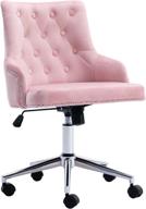 🪑 stylish pink velvet swivel accent armchair for home office with ergonomic mid back and tufted design – ideal for study, work, and computer desk tasks in living room or bedroom logo