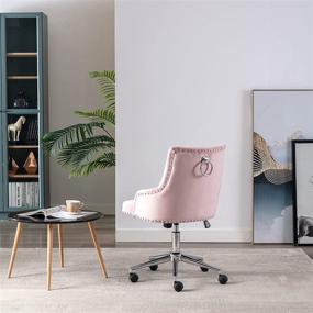 img 3 attached to 🪑 Stylish Pink Velvet Swivel Accent Armchair for Home Office with Ergonomic Mid Back and Tufted Design – Ideal for Study, Work, and Computer Desk Tasks in Living Room or Bedroom