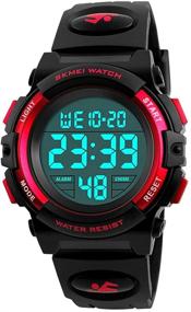 img 4 attached to Waterproof LED Sports Watch for Boys, Camouflage Digital Wristwatch for Kids, Girls, and Children