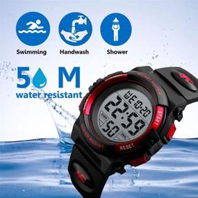img 1 attached to Waterproof LED Sports Watch for Boys, Camouflage Digital Wristwatch for Kids, Girls, and Children