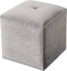 img 4 attached to Allen Glam Velvet Ottoman Smoke