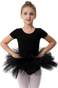 img 4 attached to 👗 Sparkling Short Sleeve Glitter Dance Ballet Tutu Leotard Ballerina Outfit for Toddler Girls - MdnMd