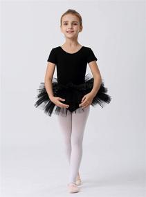 img 3 attached to 👗 Sparkling Short Sleeve Glitter Dance Ballet Tutu Leotard Ballerina Outfit for Toddler Girls - MdnMd