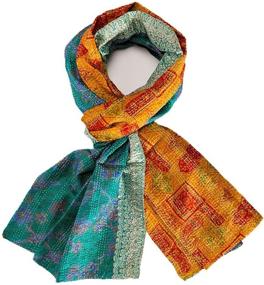 img 2 attached to Colorful Reversible Kantha Scarf - Assorted Colors, Indian Sari-Inspired Scarf for a Gorgeous Look