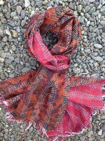 img 3 attached to Colorful Reversible Kantha Scarf - Assorted Colors, Indian Sari-Inspired Scarf for a Gorgeous Look