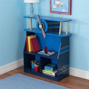 img 1 attached to ✈️ Blue KidKraft Wooden Airplane Bookcase - 3 Shelves, Spinning Propeller - Ideal Gift for Ages 3+ (29 x 10.2 x 31.8")