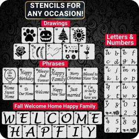 img 2 attached to 🏡 Transform Your Home with 45pcs Reusable Welcome Stencils: Perfect for Wood, Porch, Front Door, and Wall Décor! Fall into Happiness with Large Vertical Happy Family Home Welcome Sign Stencil - Includes Unique Seasonal Phrases, Letter Stencils, and Numbers