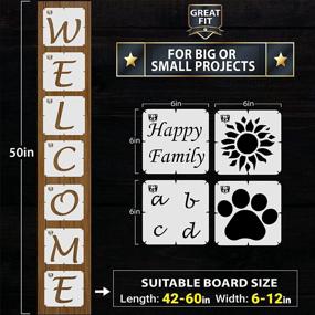 img 1 attached to 🏡 Transform Your Home with 45pcs Reusable Welcome Stencils: Perfect for Wood, Porch, Front Door, and Wall Décor! Fall into Happiness with Large Vertical Happy Family Home Welcome Sign Stencil - Includes Unique Seasonal Phrases, Letter Stencils, and Numbers