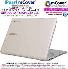 img 2 attached to 💼 Stylish Aqua iPearl mCover Hard Shell Case for 11.6" Samsung Chromebook 2 XE503C12 / XE500C12 Series Laptop