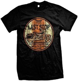 img 1 attached to 🏍️ Vintage Harley Last Stop Motorcycle T-Shirt for Men, Black Tee, Biker Rider Route 66