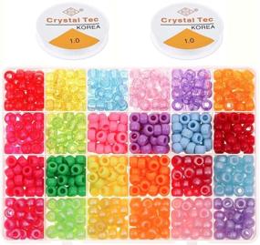 img 4 attached to 🌈 Selizo 24 Colors Pony Beads Pastel Bracelet Beads: Friendship Bracelets & Jewelry Making Supplies with Stretchy Elastic String