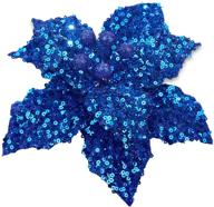 🎄 12-pack glitter blue christmas poinsettia ornaments – 6.7 inch artificial flowers for tree, wreath, garland & holiday decorations logo