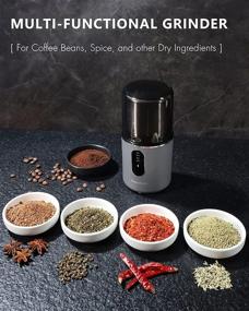 img 1 attached to Cordless Electric Coffee Grinder, DmofwHi - USB Rechargeable, 200W, Stainless Steel Blade, Removable Bowl - French Grind for Coffee, Spices, Seeds - Grey