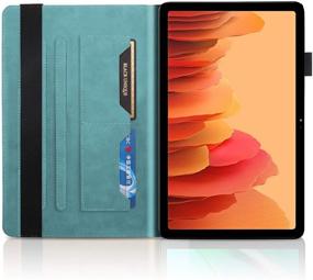 img 2 attached to 📚 Slim Premium PU Leather Folio Stand Cover Shell for Samsung Galaxy Tab S7 11 inch Tablet - Turquoise with Pencil Holder, Card Pocket, and Elastic Belt