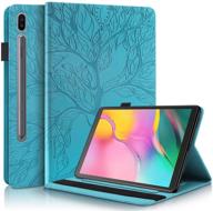 📚 slim premium pu leather folio stand cover shell for samsung galaxy tab s7 11 inch tablet - turquoise with pencil holder, card pocket, and elastic belt logo