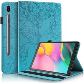 img 4 attached to 📚 Slim Premium PU Leather Folio Stand Cover Shell for Samsung Galaxy Tab S7 11 inch Tablet - Turquoise with Pencil Holder, Card Pocket, and Elastic Belt