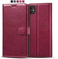 kilino iphone 11 wallet case [pu leather] [soft tpu] [rfid blocking] [shock-absorbent bumper] [card slots] [kickstand] [magnetic closure] flip folio cover for iphone 11 (burgundy) logo