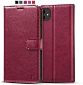 img 4 attached to KILINO IPhone 11 Wallet Case [PU Leather] [Soft TPU] [RFID Blocking] [Shock-Absorbent Bumper] [Card Slots] [Kickstand] [Magnetic Closure] Flip Folio Cover For IPhone 11 (Burgundy)