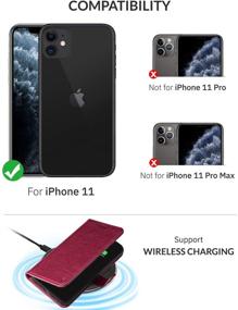 img 3 attached to Чехол для iPhone 11 KILINO с кошельком [PU кожа] [мягкий TPU] [блокировка RFID] [амортизирующий бампер] [слоты для карт] [подставка] [магнитное закрытие] Flip Folio Cover для iPhone 11 (Бургундия)