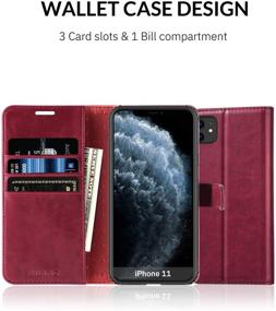 img 1 attached to KILINO IPhone 11 Wallet Case [PU Leather] [Soft TPU] [RFID Blocking] [Shock-Absorbent Bumper] [Card Slots] [Kickstand] [Magnetic Closure] Flip Folio Cover For IPhone 11 (Burgundy)