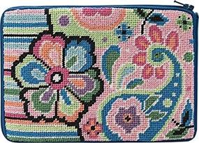 img 3 attached to Stitch Needlepoint Cosmetic Pastel Paisley