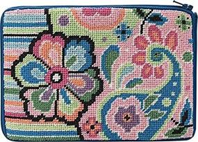 img 1 attached to Stitch Needlepoint Cosmetic Pastel Paisley