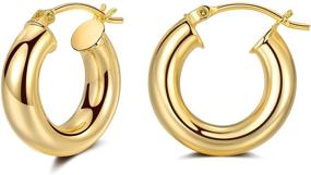 img 4 attached to 👂 Stylish Gold Hoop Earrings for Women: Chunky, Lightweight 14K Gold Plated Jewelry Gifts (20mm/30mm/40mm/50mm)