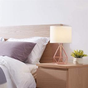 img 2 attached to 💡 Contemporary Rose Gold Hollow Base Table Lamp with White Fabric Shade for Living Room and Bedroom Décor