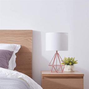 img 1 attached to 💡 Contemporary Rose Gold Hollow Base Table Lamp with White Fabric Shade for Living Room and Bedroom Décor