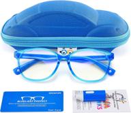 🕶️ children's blue light glasses with cute car case, uv400 protection, anti blue ray for ages 3-12 - computer game glasses logo