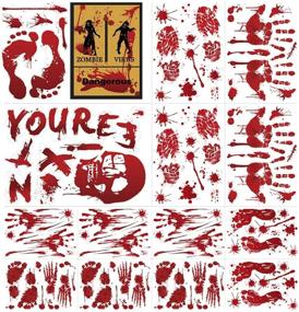 img 2 attached to 👻 Spooky Halloween Decorations: 135PCS Bloody Handprint Footprint Clings, Scary Stickers and Creepy Wall Decals for Haunted House and Party Decor