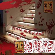 👻 spooky halloween decorations: 135pcs bloody handprint footprint clings, scary stickers and creepy wall decals for haunted house and party decor logo