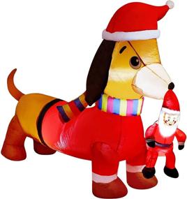 img 3 attached to 🎅 DR.DUDU 5 FT Christmas Inflatable Dachshund Dog Holding Santa Claus, Blow up Wiener Puppy with LED Lights, Ideal Xmas Outdoor Decor for Yard, Garden, Lawn, Holiday Party