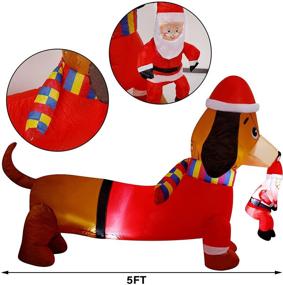 img 2 attached to 🎅 DR.DUDU 5 FT Christmas Inflatable Dachshund Dog Holding Santa Claus, Blow up Wiener Puppy with LED Lights, Ideal Xmas Outdoor Decor for Yard, Garden, Lawn, Holiday Party