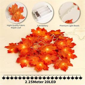 img 2 attached to 🍁 JamBer Fall Maple Leaf Garland 20 LED Lights | Waterproof 7.4 Feet String Lighted Garland | 3AA Battery Powered Maple Leaves Fairy Lights for Thanksgiving, Halloween Decor