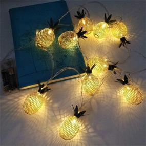 img 2 attached to 🍍 2 Packs of 20ft 20 LED Pineapple Fairy String Lights - Battery Operated, Warm White, for Party Birthday Wedding Halloween Christmas Home Bedroom Decoration - WISHWILL