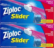 🔒 60 count (pack of 2) gallon slider storage bags by ziploc logo