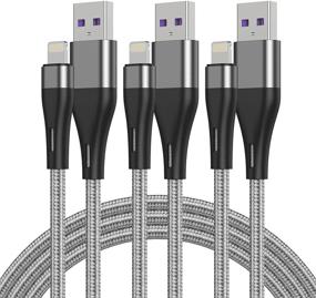 img 4 attached to 🔌 3Pack of MFi Certified Lightning Cables - Short 1Ft iPhone Charger Cables, Fast Charging USB Cord Compatible with iPhone11 Pro Max/X/XS/XR/XS Max/8/7/6/5S/SE/Plus iPad (Silver)