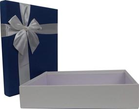 img 1 attached to 🎁 Премиум набор красивых прямоугольных жестких подарочных коробок Cypress Lane с лентой - элегантный набор из 3 шт. (белый/синий)