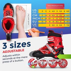 img 3 attached to 🛼 MOSILA Inline Skates for Children – Roller Skates for Girls and Boys – Easily Adjustable, Fits US Kids Size 3-5, 6-8 – Expands As Your Child Grows – Light Up Front Wheel and Low Friction Wheels