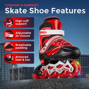 img 1 attached to 🛼 MOSILA Inline Skates for Children – Roller Skates for Girls and Boys – Easily Adjustable, Fits US Kids Size 3-5, 6-8 – Expands As Your Child Grows – Light Up Front Wheel and Low Friction Wheels